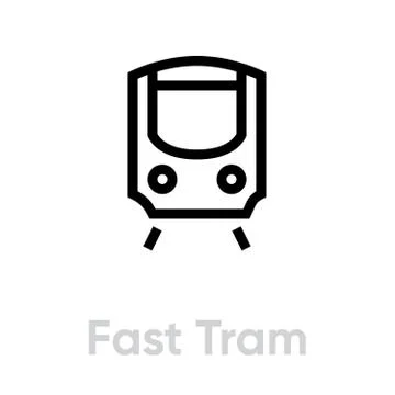 Light rail transit icon vector editable line. Fast Tram, LRT vector symbol Stock Illustration
