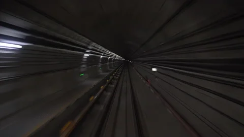 Light Railway Train Shuttle POV Stock Footage 234925306