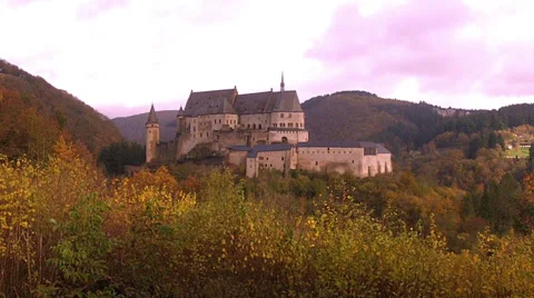 Light rain on a background of a medieval castle. Stock Footage 33696404