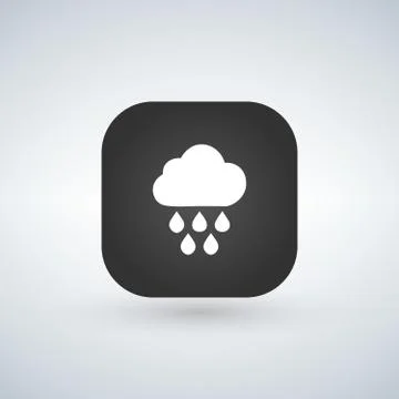 Light rain weather vector icon over application button, vector illustration. Illustrazione stock