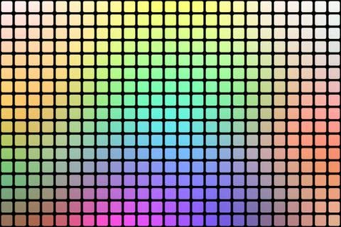 Light rainbow abstract rounded mosaic background over black Stock Illustration