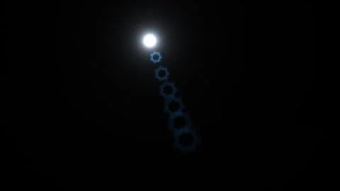 Light ray moving through dark space with geometric shapes Stock Footage 338195522