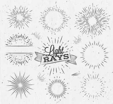 light rays clipart black and white