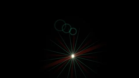 Light rays and circles create patterns in dark space Stock Footage 339581057