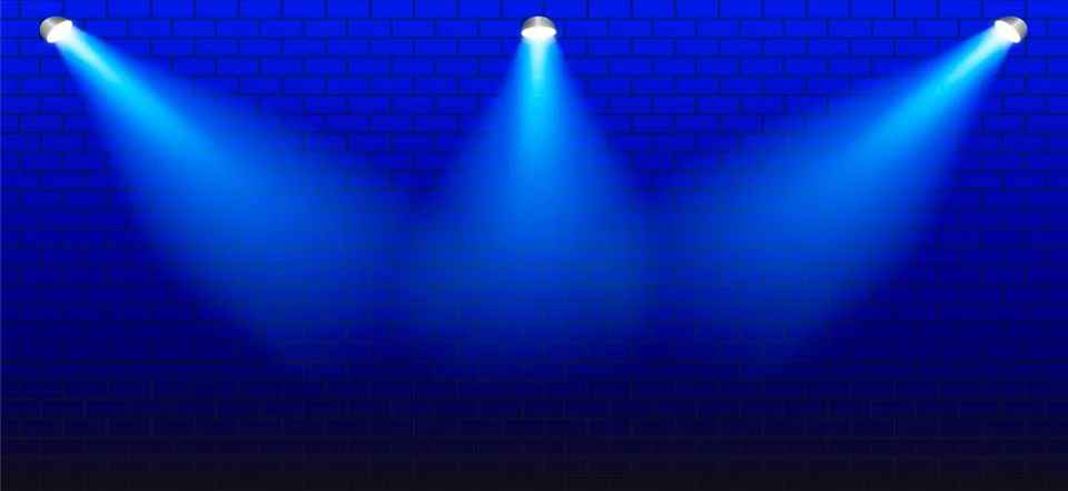 Light rays on a blue brick background. Vector stock illustration for poster Stock Illustration