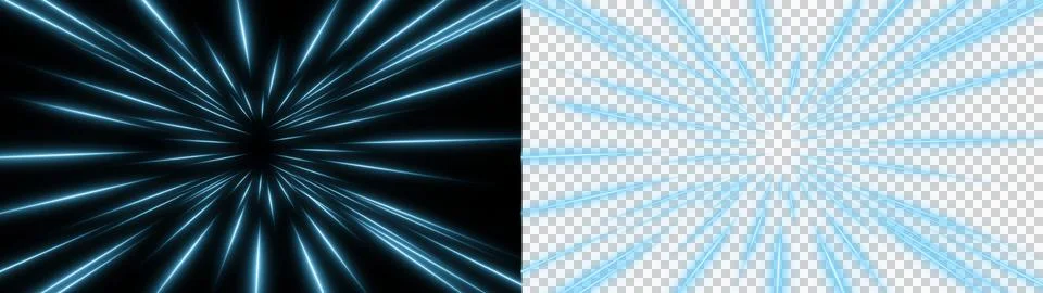 Light Rays Blue Starburst Background with Futuristic Energy Burst, Radial Speed  Stock Illustration