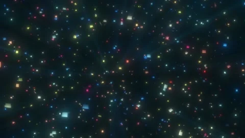 Light rays come out from the depths of the black screen and illuminate small Stock Footage 161009820