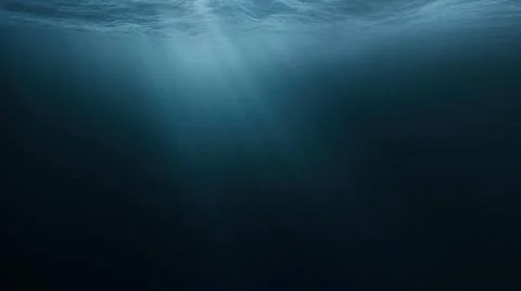 Light Rays In Dark Underwater Ocean Abyss Background Darkness Dread Mystery Stock Photos