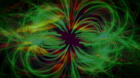 Light rays floating around behind a firework fractal. HD 1080i Stock Footage 114101