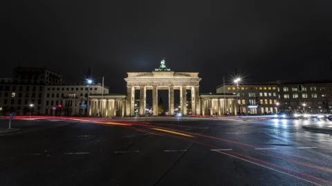 Light rays in front of the Brandenburg Gate in Berlin Germany. Stock Photos