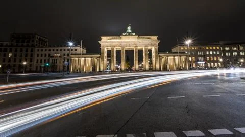 Light rays in front of the Brandenburg Gate in Berlin Germany. Stock Photos