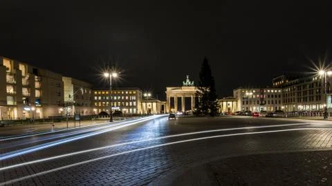 Light rays in front of the Brandenburg Gate in Berlin Germany. Stock Photos