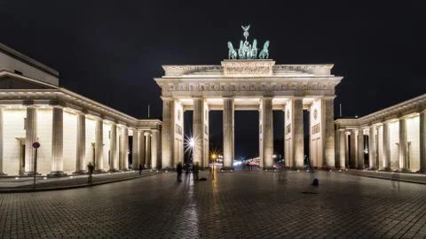 Light rays in front of the Brandenburg Gate in Berlin Germany. Stock Photos