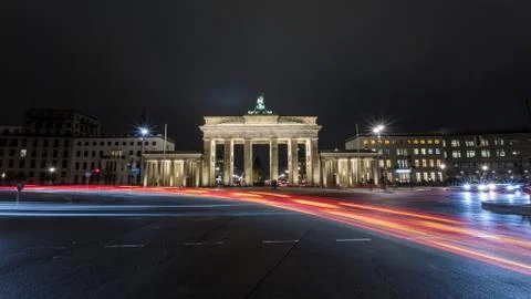 Light rays in front of the Brandenburg Gate in Berlin Germany. Stock Photos