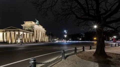 Light rays in front of the Brandenburg Gate in Berlin Germany Stock Photos