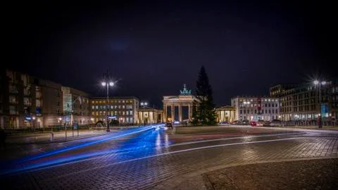 Light rays in front of the Brandenburg Gate in Berlin Germany. Stock Photos