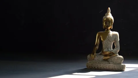 Light rays hitting the meditating idol Stock Footage 119694206