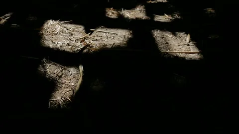 Light rays from a hole in the roof of an old barn, time-lapse. Video stock 154705294