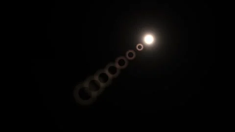 Light rays moving through a dark space with circular Stock Footage 338242179