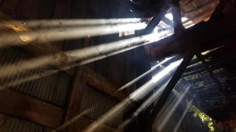 Light Rays in Old Barn Stock Photos