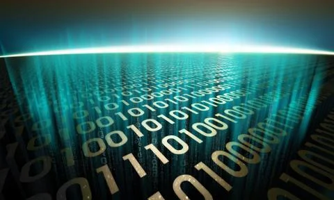 Light rays pass through the digital surface in cyberspace Stock Illustration