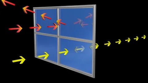 Light rays penetrate ,  reflected off window surface . 3d animation Stock Footage 109471761