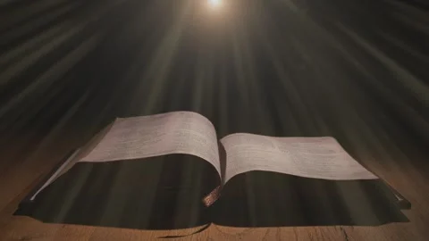 Light rays shining on bible Stock Footage 257612780