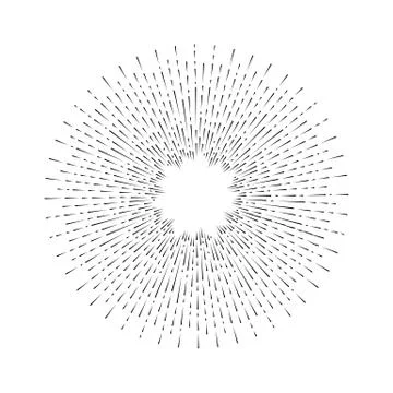 Light rays, sunburst and rays of sun. Design elements, linear drawing, vintag Stock Illustration