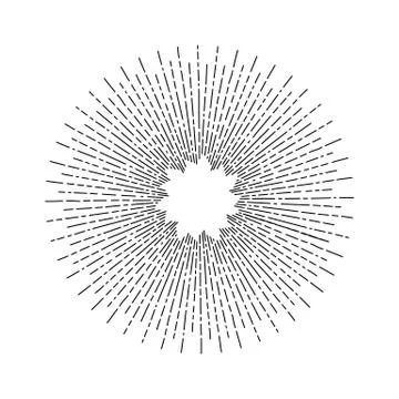 Light rays, sunburst and rays of sun. Design elements, linear drawing, vintag Stock Illustration