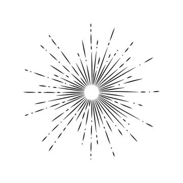 Light rays, sunburst and rays of sun. Firework icon. Design elements, linear Stock Illustration
