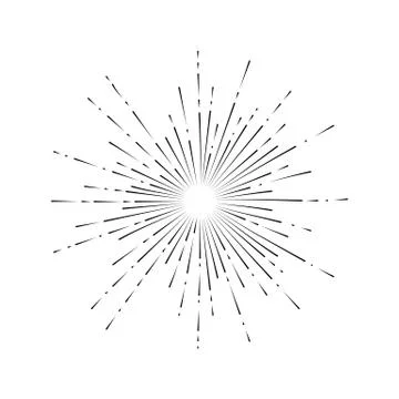 Light rays, sunburst and rays of sun. Firework icon. Design elements, linear Stock Illustration