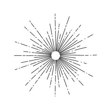 Light rays, sunburst and rays of sun. Firework icon. Design elements, linear Stock Illustration
