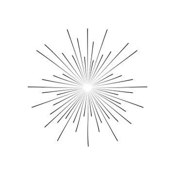 Light rays, sunburst and rays of sun. Firework icon. Design elements, linear Stock Illustration