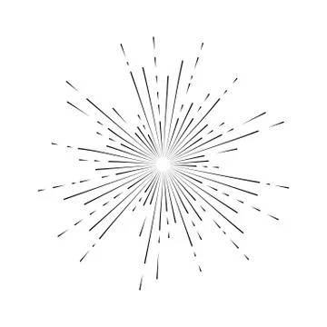 Light rays, sunburst and rays of sun. Firework icon. Design elements, linear Stock Illustration