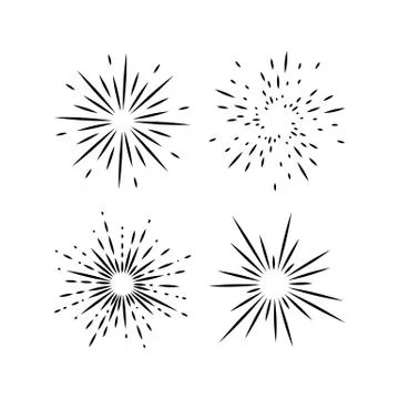 Light rays, sunburst and rays of sun. Design elements, linear drawing, vintage イラスト素材