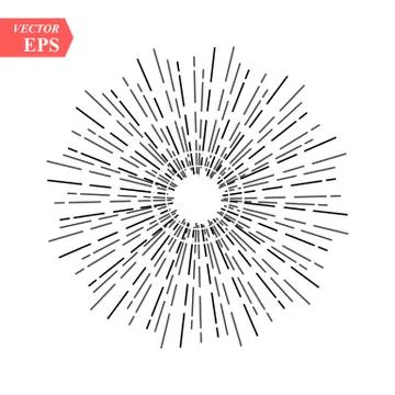 Light rays, sunburst and rays of sun. Design elements, linear drawing, vintag Illustrazione stock