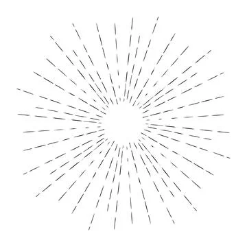 Light rays sunburst, hand drawn retro Sunbeam, grunge explosion element. Vintage Stock Illustration