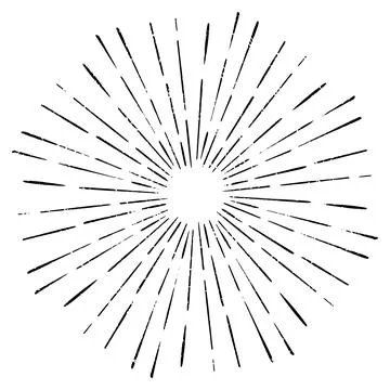 Light rays sunburst, hand drawn retro Sunbeam, grunge explosion element. Vintage Stock Illustration