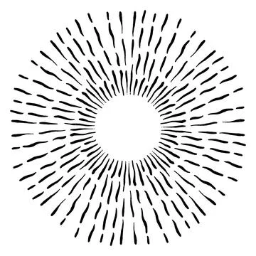 Light rays sunburst, hand drawn retro Sunbeam, grunge explosion element. Vintage Stock Illustration