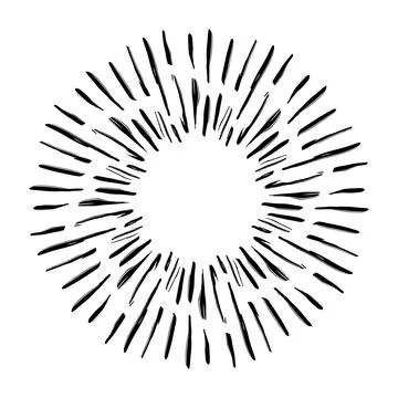 Light rays sunburst, hand drawn retro Sunbeam, grunge explosion element. Vintage Stock Illustration