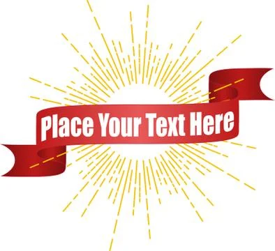 Light rays, sunburst, rays of sun with red decorative ribbon for your text. Stockillustratie