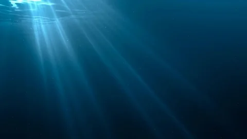 Light rays from underwater. 3D rendered loop animation. Stock Footage 73548628