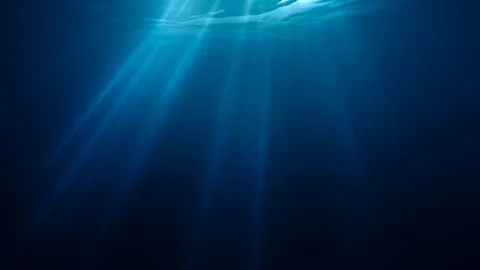 Light rays from underwater. 3D rendered loop animation. Stock Footage