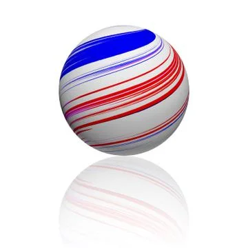 Light red and blue sphere on a white background Stock Photos