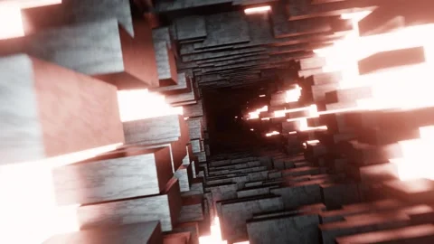 Light Red and Gray Sci-Fi Glowing Dimension Tunnel in 4K Stock Footage 247270390