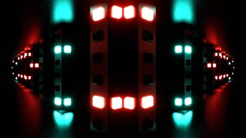 Light Red and Light Cyan Return Movement Along Strobe Kaleidoscope Background Stock Footage 330303497