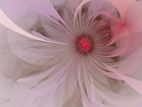 Light red gentle and soft fractal flowers computer generated image for logo, Stock Illustration