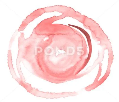 Light red, pink watercolor hand-drawn isolated wash stain on white