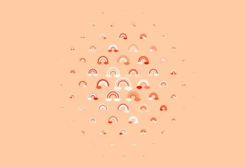 Light Red vector backdrop with rainbows, clouds. 스톡 일러스트