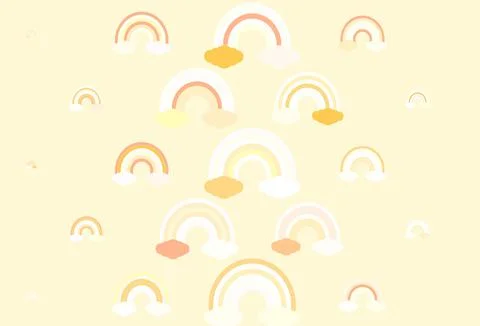 Light Red vector backdrop with rainbows, clouds. Illustrazione stock